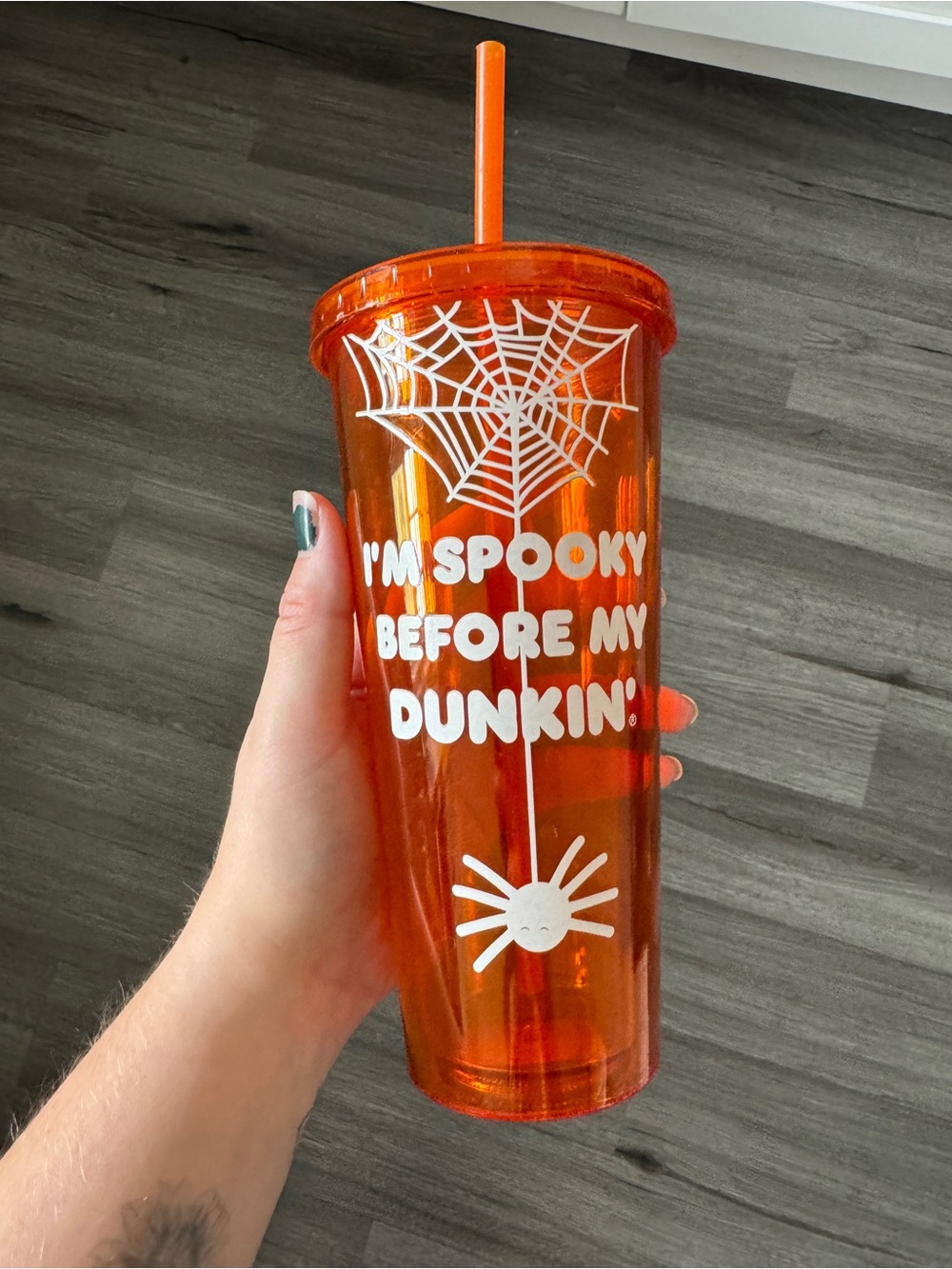 Dunkin' Orange Halloween Tumbler with Straw